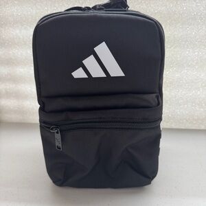 Adidas Lunch Bag Flash Black White Zipper Pocket Wipe Clean Logo Santiago 3 NEW!